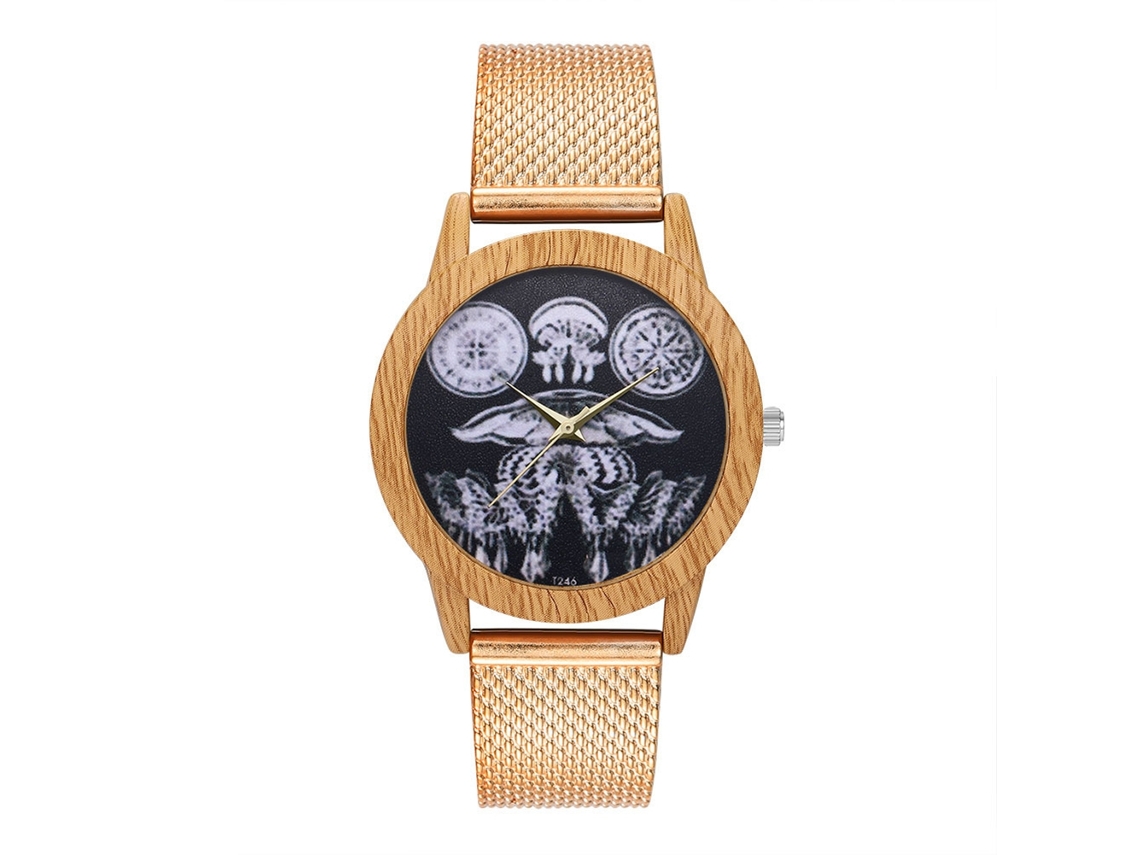 Reloj Unisex Para Parejas Con Correa De Silicona Y Textura De Madera, Cuarzo Oro Rosa.
