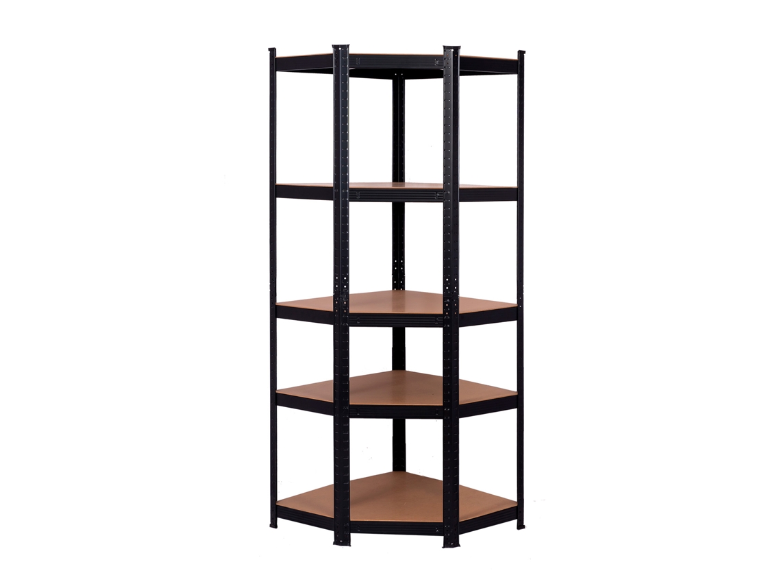 Estante Metálico En La Casa Del Kit De Esquina Hans Plus 70X40X180 Cm Negro Con 5 Baldas Regulables Soporta Hasta 875 Kg