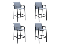 DKD Home Decor - Juego de 4 sillas de bar para jardín en textileno gris