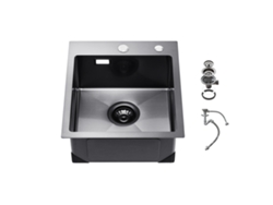 Fregadero de cocina Succebuy de un seno para encimera, negro, 400 x 450 x 190 mm
