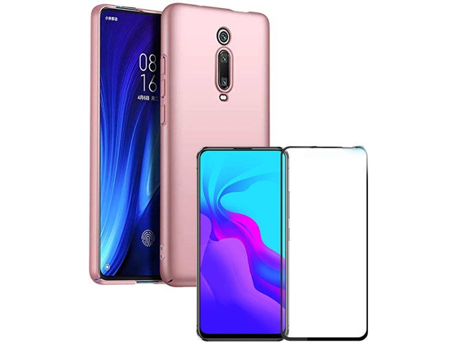 Kit Carcasa y Protector de Cristal Templado 5D Full Cover Xiaomi Mi 9T Pro PHONOCARE SlimShield Rosa