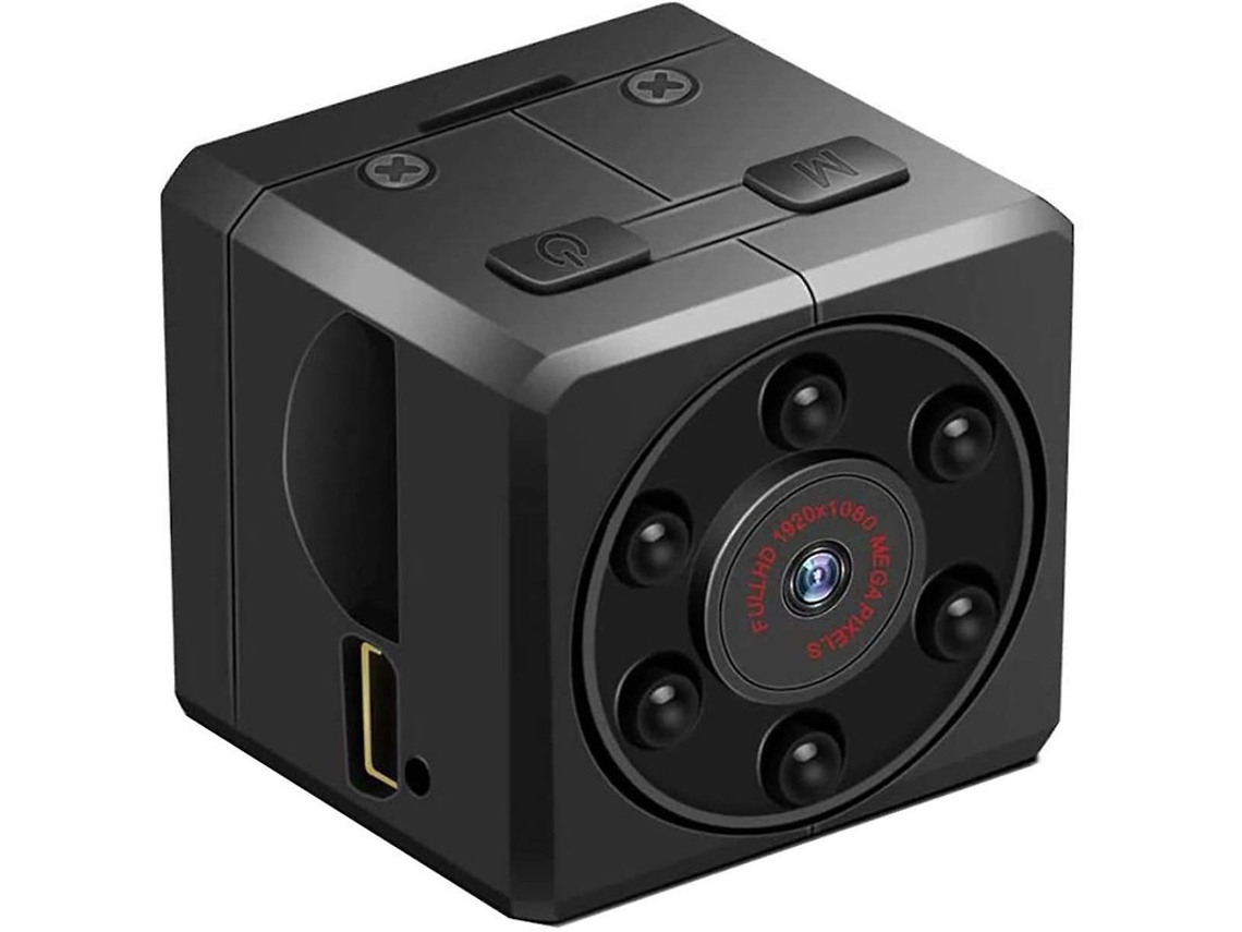 Minicámara portátil Full HD 1080p con detección de movimiento, ideal para el hogar y el exterior (negro)