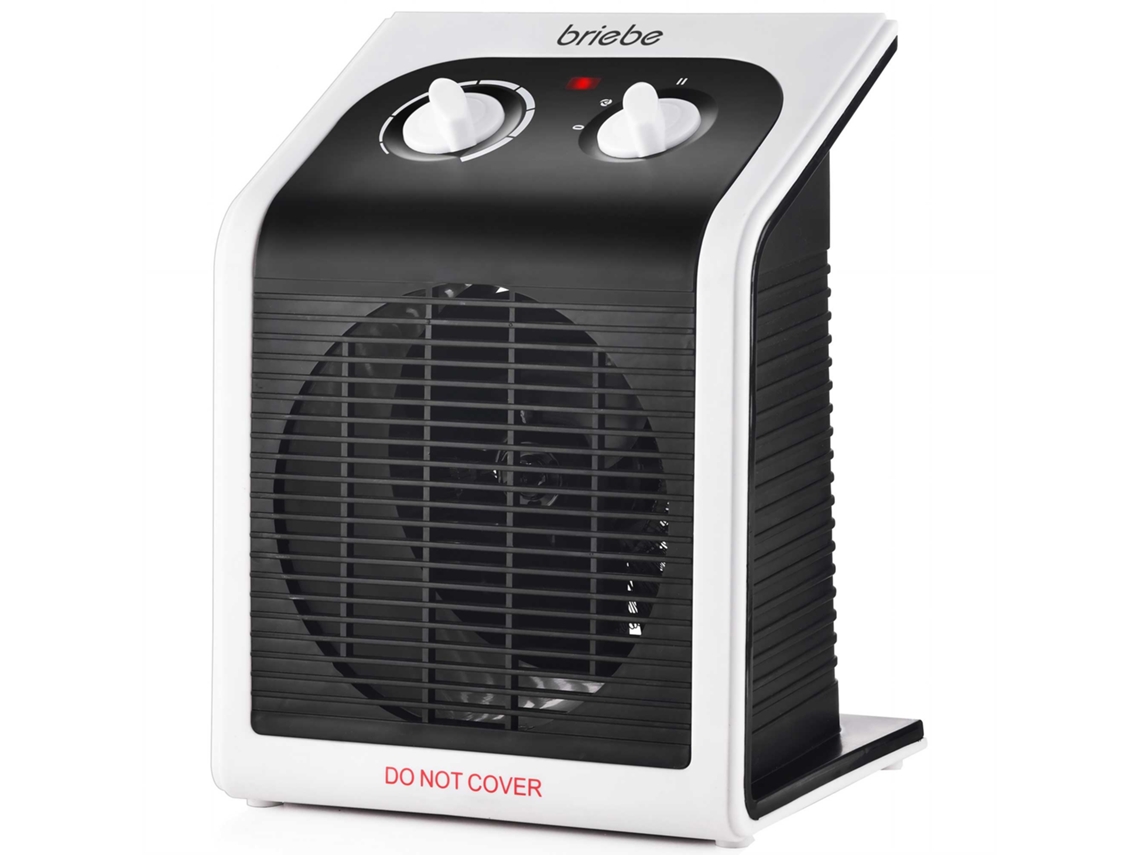 Calefactor eléctrico portátil, aire caliente/frío, 2 niveles de potencia, termostato, Briebe, HT1182, negro