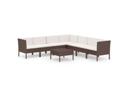 Maison Exclusive - Set Muebles De Jardín 8 Pzas Y Cojines Ratán Sintético Marrón