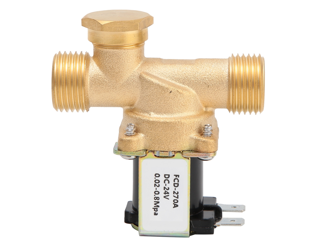 Válvula solenoide de latão normalmente fechada G1/2 com interruptor de entrada de água (24 VCC)
