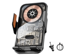 Cargador Inalámbrico Para Coche, Carga Rápida De 15 W, Ajustable 360°, Negro