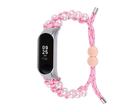 Correa de nailon tejido de perlas ajustable para Xiaomi Mi Band 7 - rosa