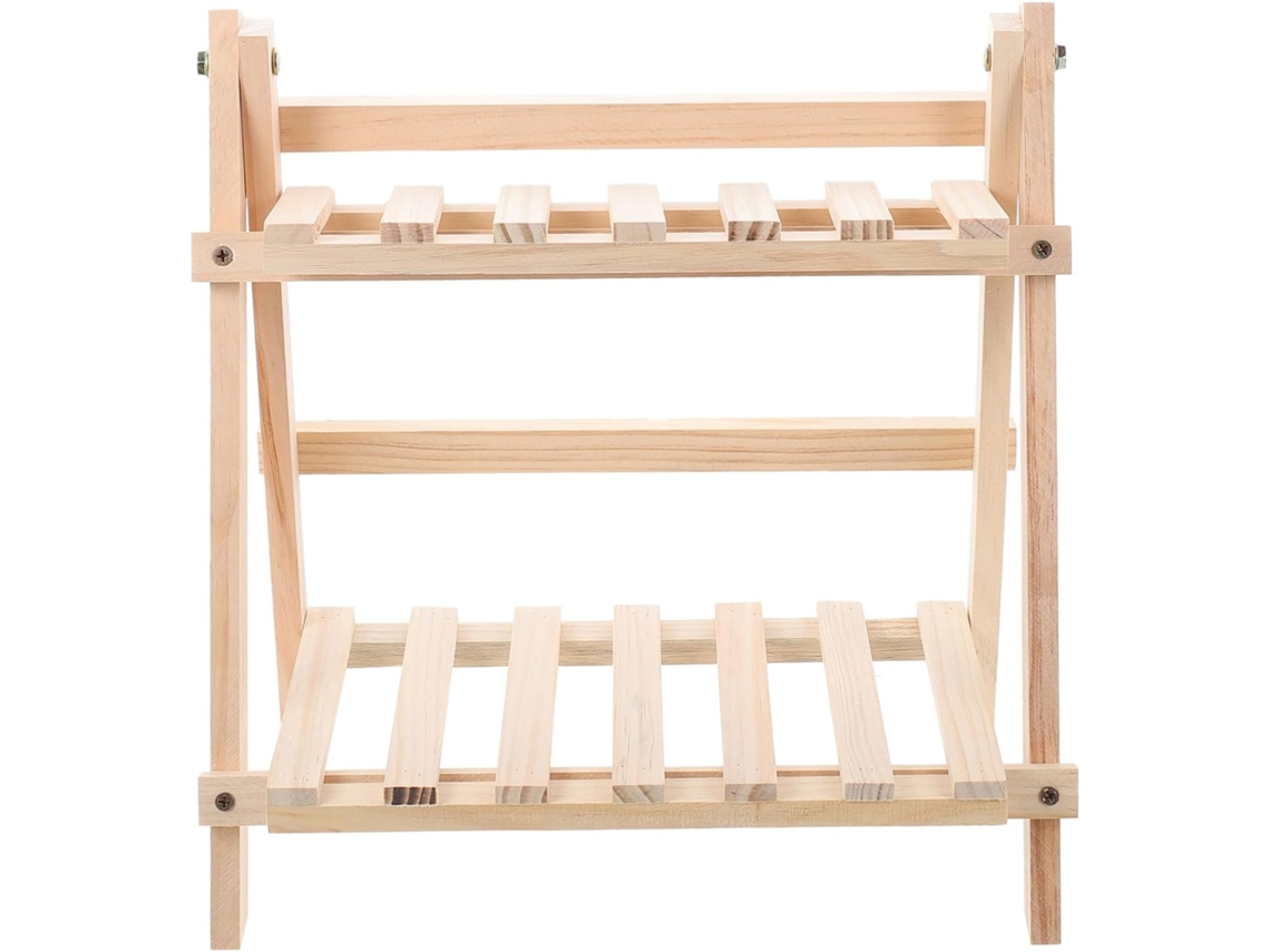 Estantería De Escritorio De Madera De Varios Niveles Para Organizar Objetos Diversos Sobre Una Mesa.