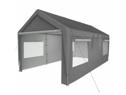 Carpa Garaje 3x6 M - Invierno, Con Ventana Enrollable, Laterales Y Techo Desmontables - Gris