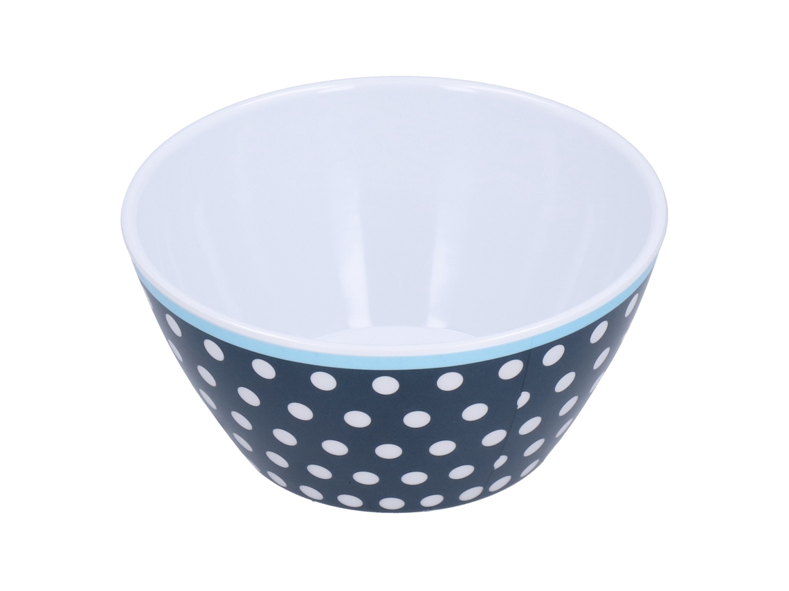 Bol Para Ensalada De Melamina Azul Oscuro De 500 Ml Con Puntos Para Aperitivos, Postres, Fruta, Repostería Y Decoración.