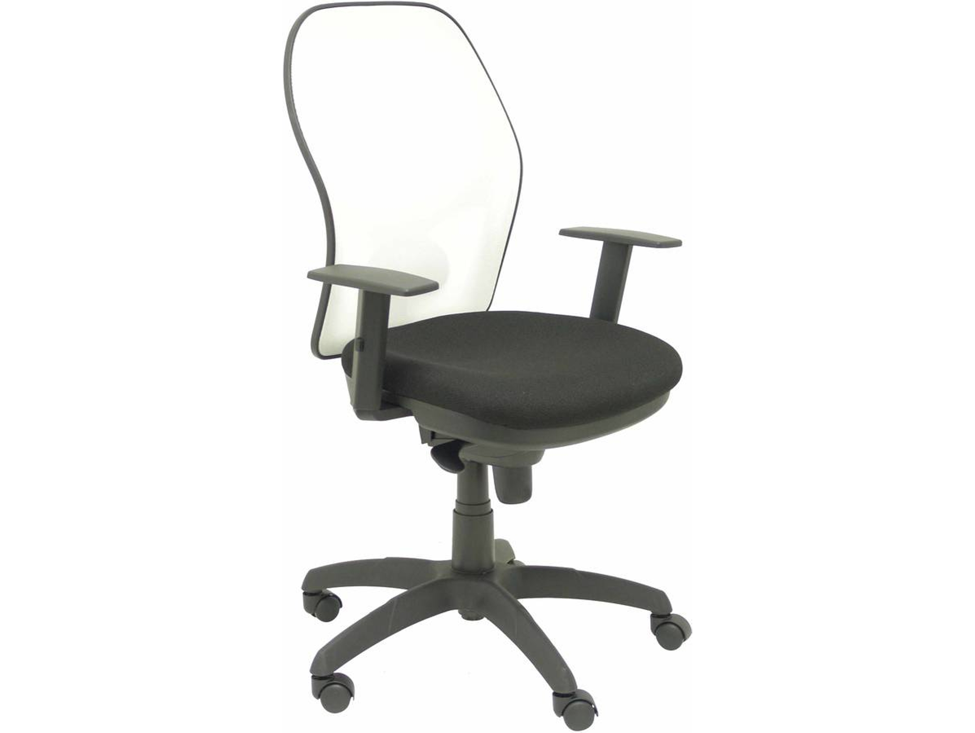 Silla de Escritorio Operativa PIQUERAS Y CRESPO Jorquera Negro y Blanco (Brazos regulables - Malla y Tejido)