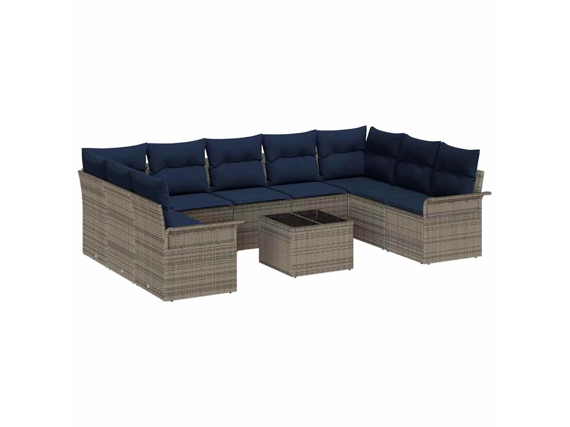Maison Exclusive - Conjunto De Sofá De Jardín 10 Pcs Gris Ratán Sintético