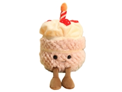 Peluche de tarta de cumpleaños para niñas, morado, 28 cm