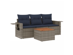 Maison Exclusive - Conjunto De Sofá De Jardín De 4 Piezas Con Cojines, Poliratán Gris