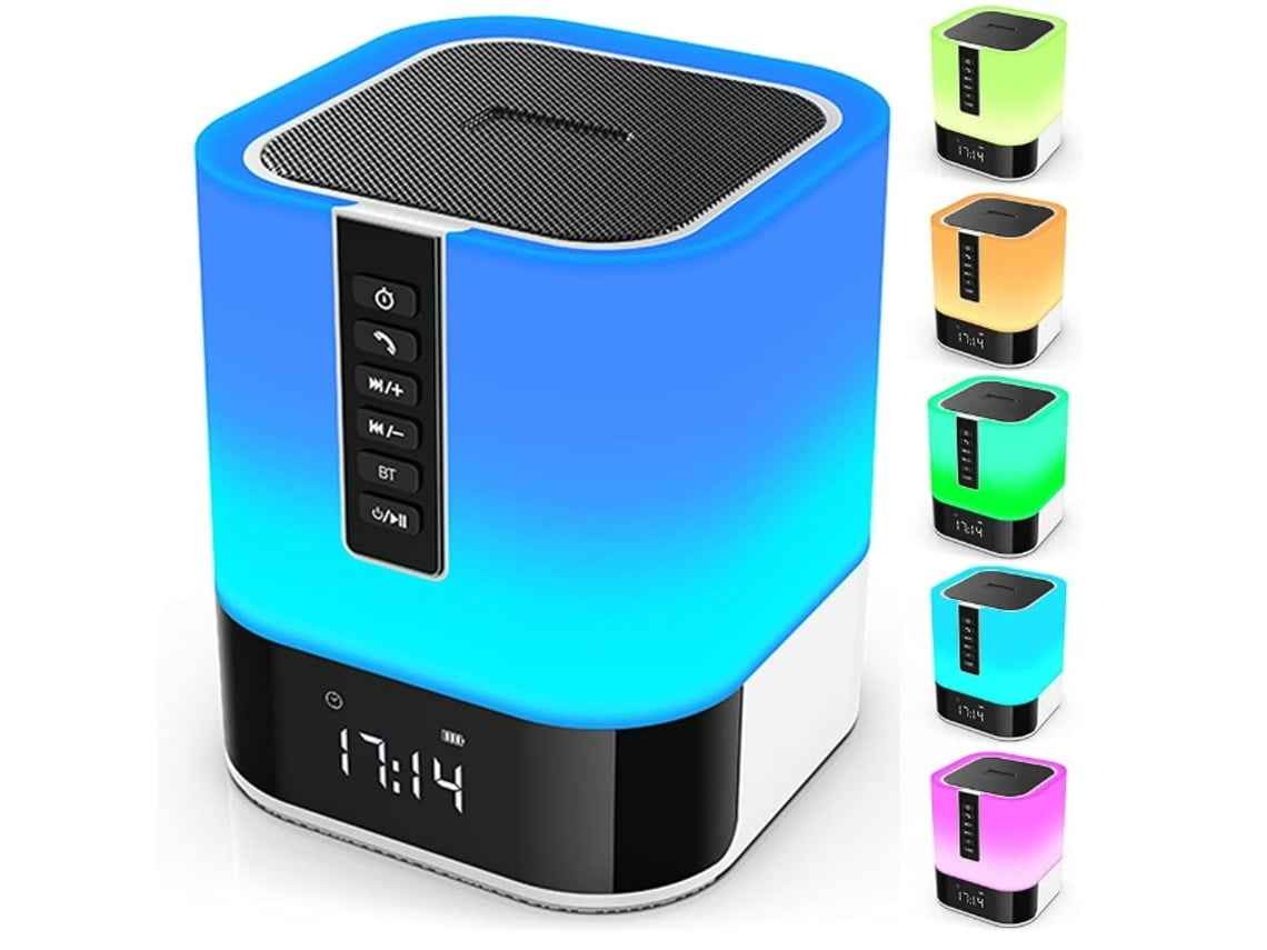 Lámpara de noche con altavoz Bluetooth y control táctil 5 en 1, regulable, multicolor, despertador para dormitorio, Vledary
