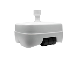Base sombrilla polietileno con ruedas, 58x58 cm. para tubos de ø 30 a ø 51 mm. rellenable de agua o arena,
