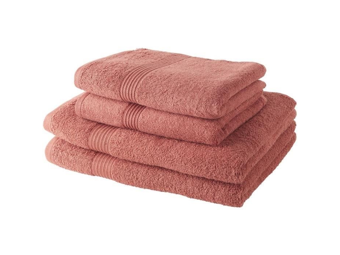 HOJE Conjunto de 2 toalhas de banho 50x100 cm + 2 toalhas de banho 70x130 cm Terracota 100% algodão