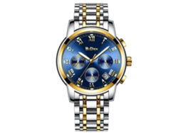 Reloj De Pulsera Hombre Biden Acero Inoxidable Impermeable Cuarzo Azul