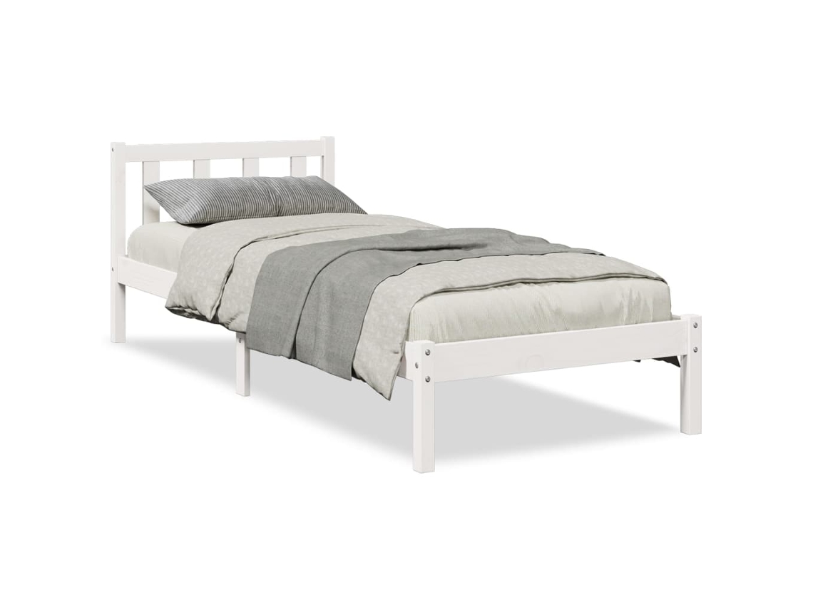 Maison Exclusive - Cama Extralarga Sin Colchón Madera Maciza Pino Blanca 100x210cm