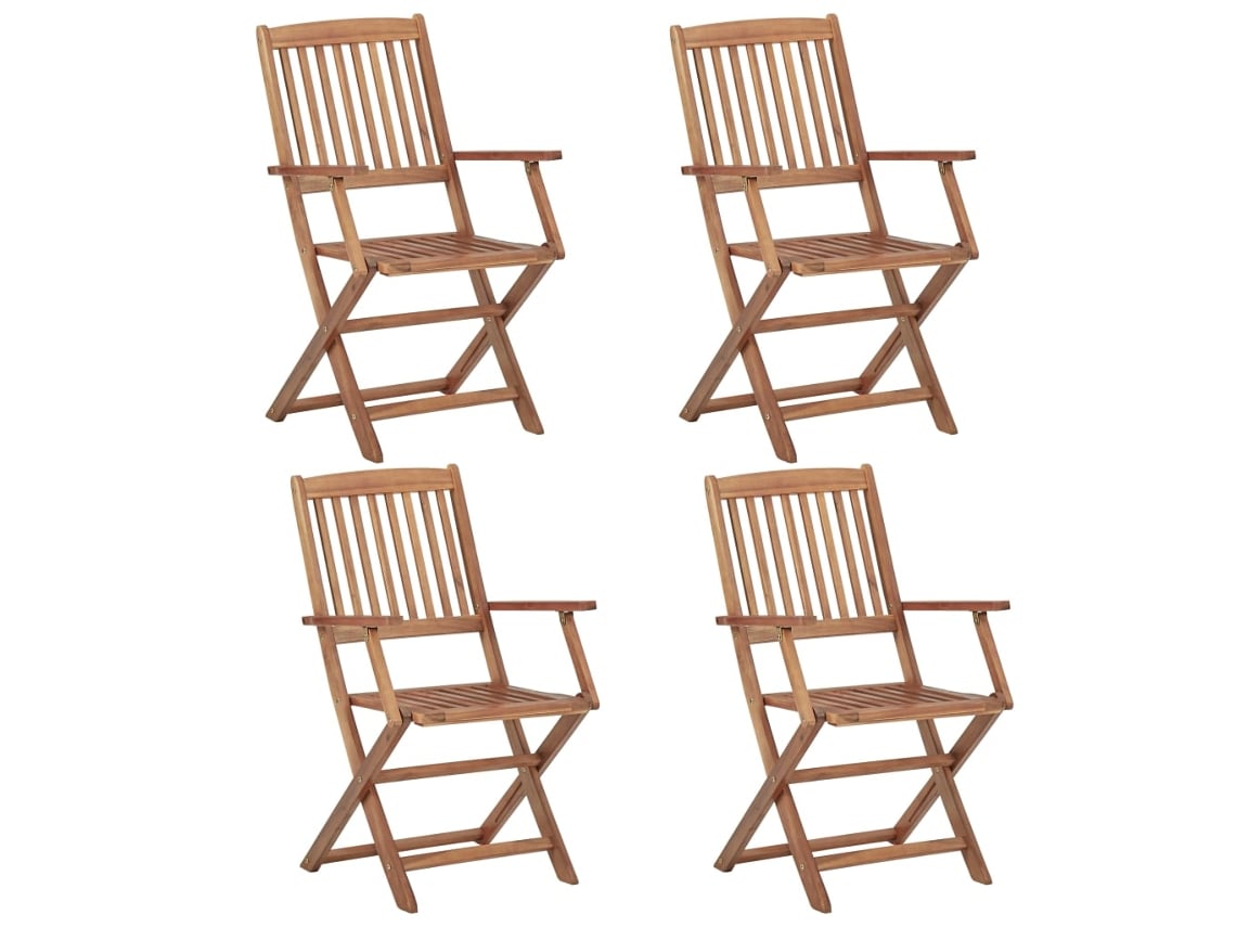 Sillas de jardín plegables de madera maciza de acacia DKD Home Decor, 4 piezas