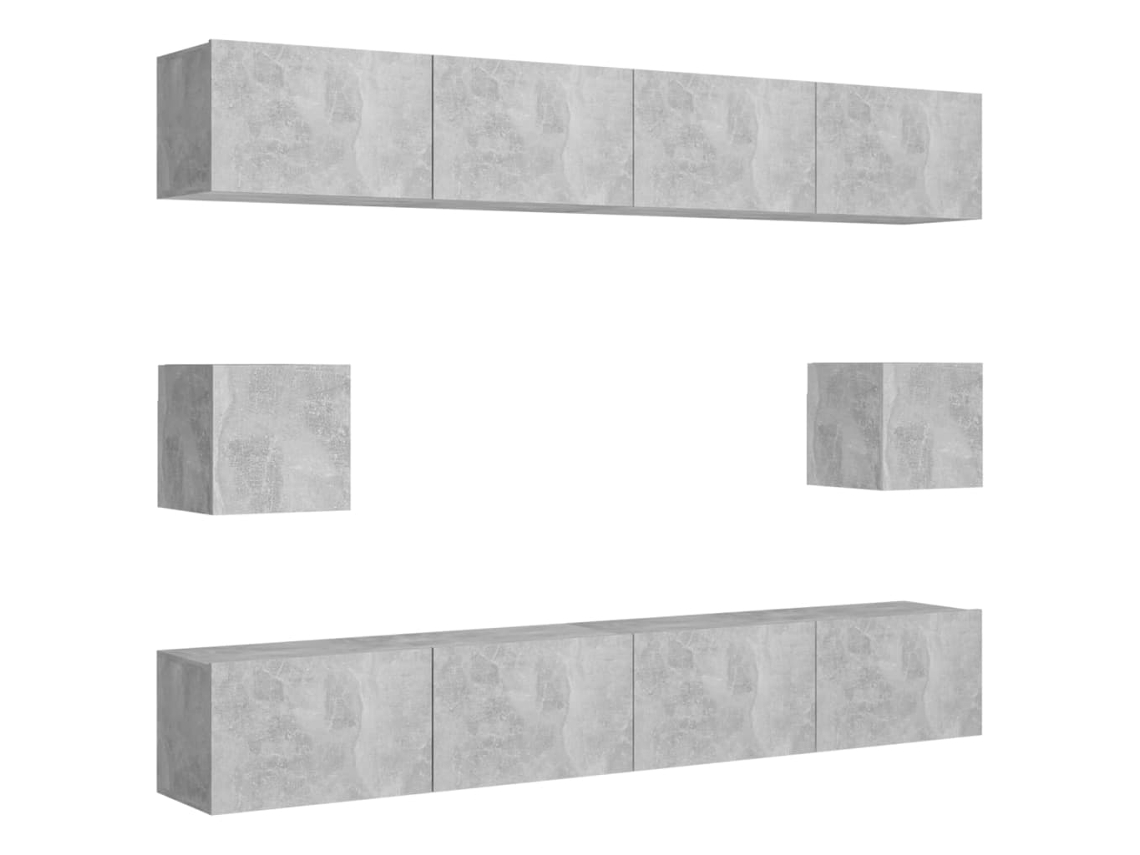 Conjunto de 6 muebles de TV de madera gris cemento EXCLUSIVO DE LA CASA