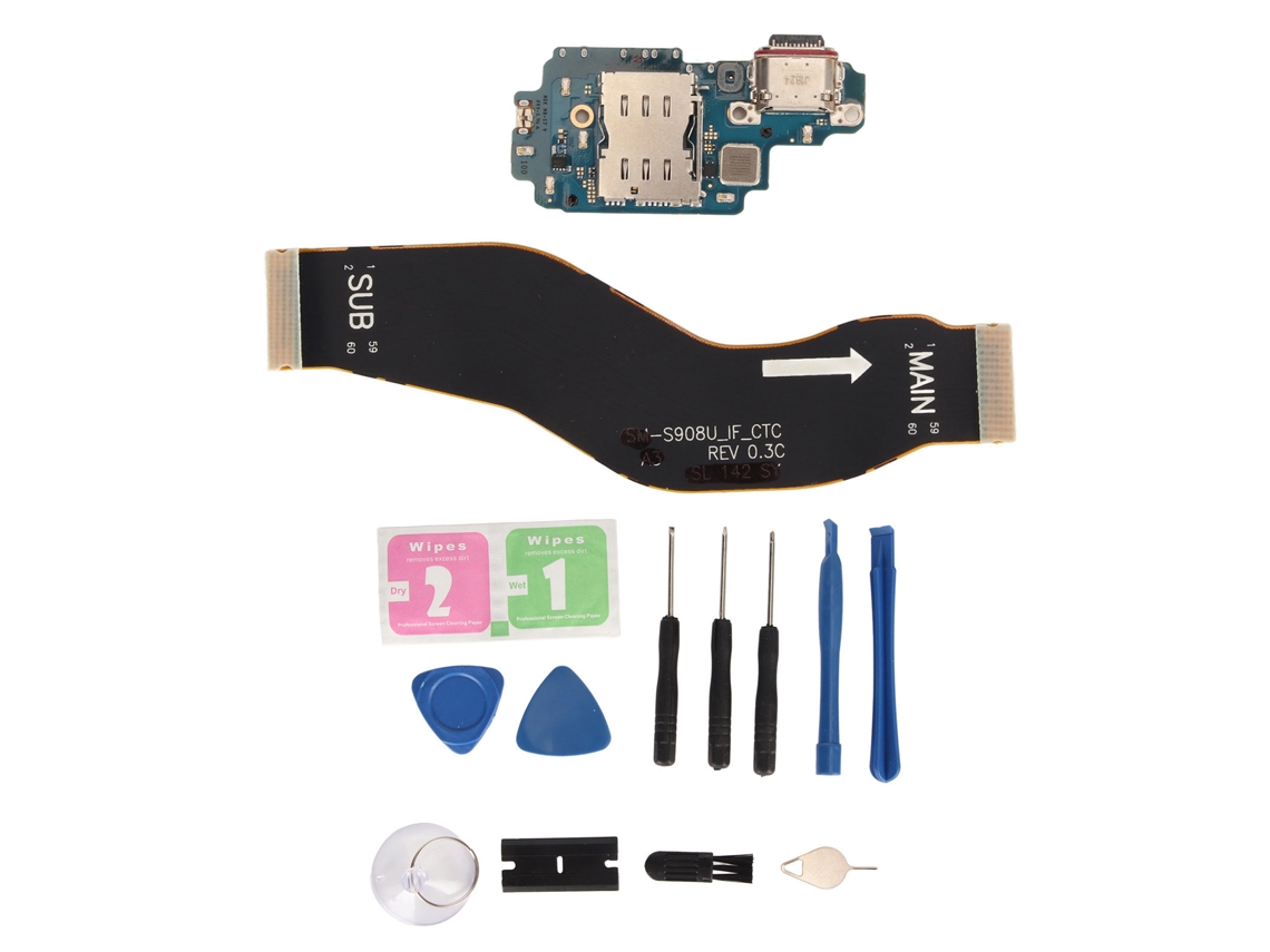 Reemplazo De Puerto De Carga Para Galaxy S22 Ultra 5g S908b N, Versión Ue, Pcb, Conector Usb C, Cable Flexible, Pieza De Reparación Con Kit De Herrami