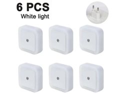 Omni-set De 6 Luces Nocturnas Led 0.5w/110-230v Con Sensor Crepúsculo, Luz Cálida Automática Para Dormitorio Y Socket Ahorrador De Energía