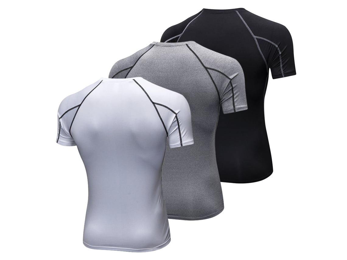 Kit De 3 Camisetas Masculinas De Manga Curta Compressão Quick Dry Para Corrida E Academia