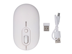 Rato Sem Fio 2.4ghz Bt Com Receptor 500mah Clique Silencioso 800/1200/1600 Dpi Para Laptop Pc Branco