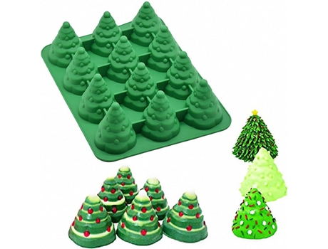 Molde de silicona para árbol de Navidad 3D, molde de silicona para molde de árbol de Navidad para hornear magdalenas y pasteles de mousse