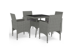 Juego de comedor de jardín de 2 piezas en mimbre y cristal gris, Dkd Home Decor