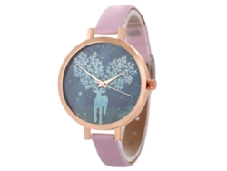 Reloj De Pulsera Analógico De Cuarzo Unisex Zhoulianfa Con Correa De Cuero Sintético (rosa)