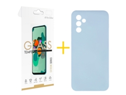 Pack 1 X Película de Vidrio Templado 2.5D + Funda SKYHE para Samsung Galaxy S25 + 5G (PLUS) Silicona Líquida Azul Claro
