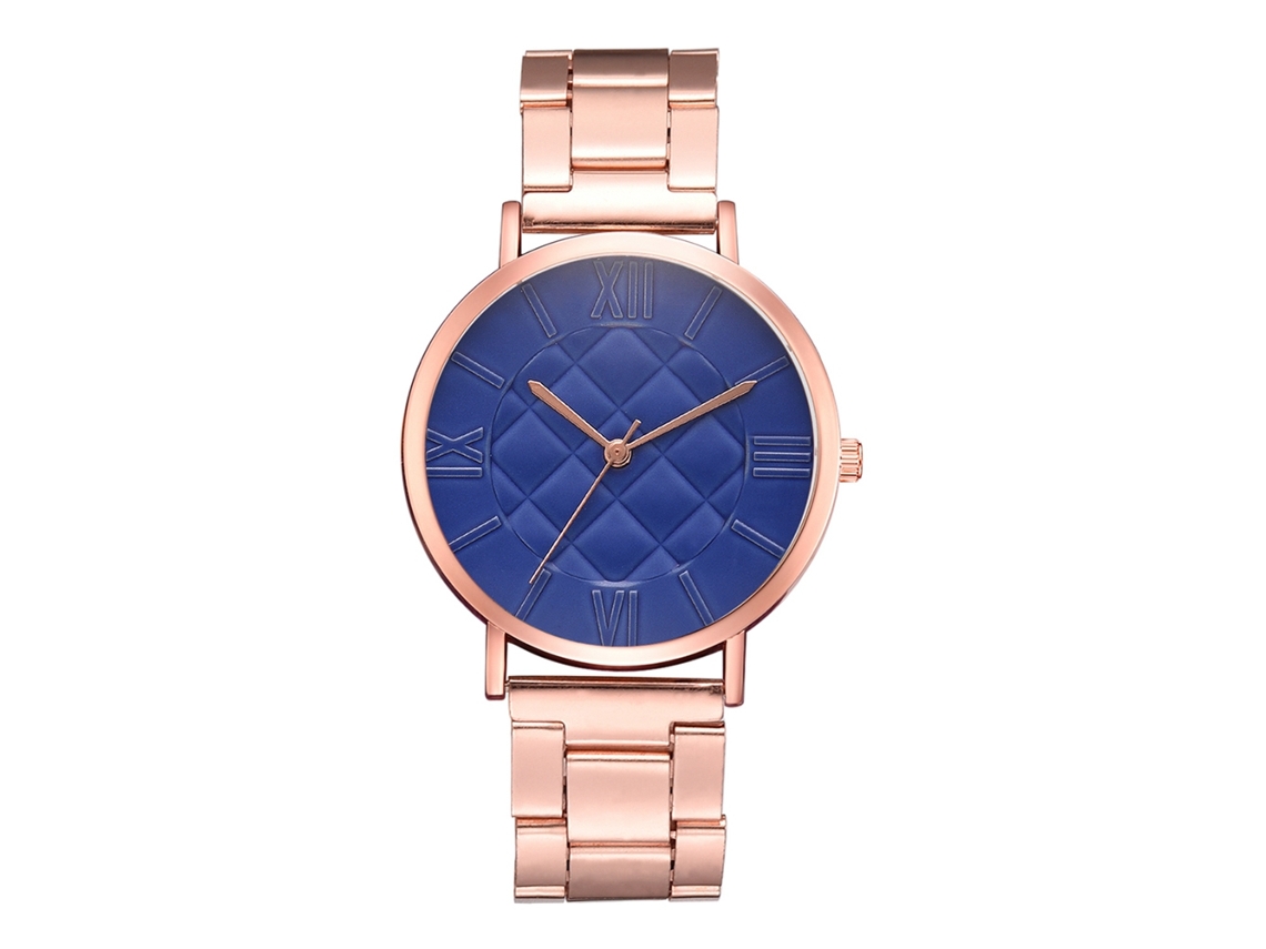 Reloj De Pulsera De Aleación Para Mujer Con Esfera Redonda Y Movimiento De Cuarzo Azul.