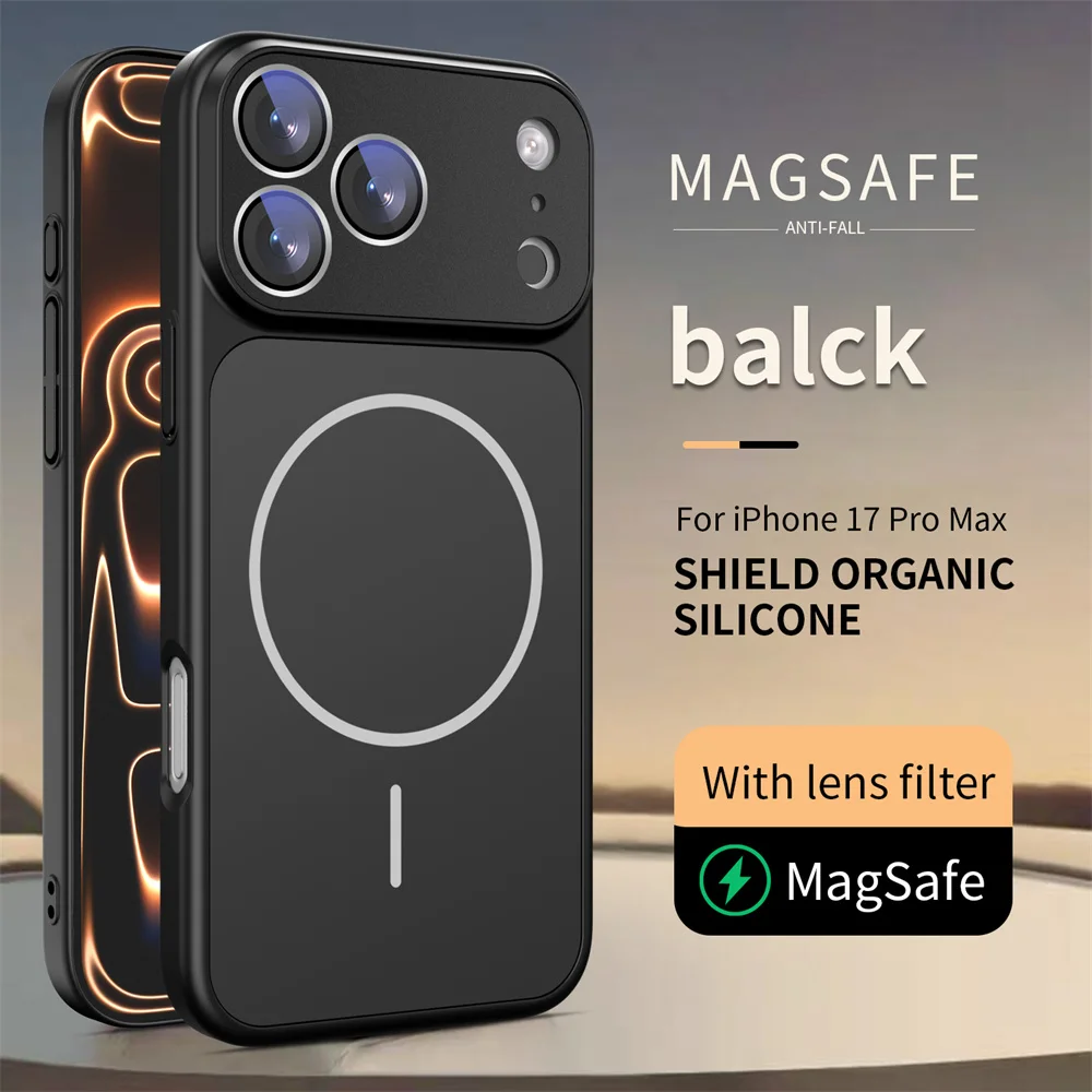 (iphone 14 Pro Max, Negro) Funda Magnética Magsafe A Prueba De Golpes Para Iphone, Protección De Silicona Líquida.