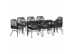 Maison Exclusive - Conjunto De Comedor De Jardín 9 Pcs Negro Ratán Sintético