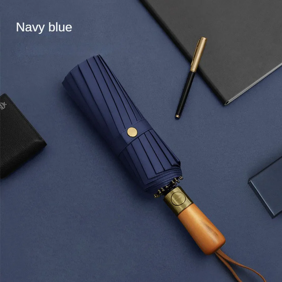 (azul Oscuro, 12k) Paraguas Grande Automático, Resistente Al Viento Y A La Lluvia, Con Protección Solar Upf50+.
