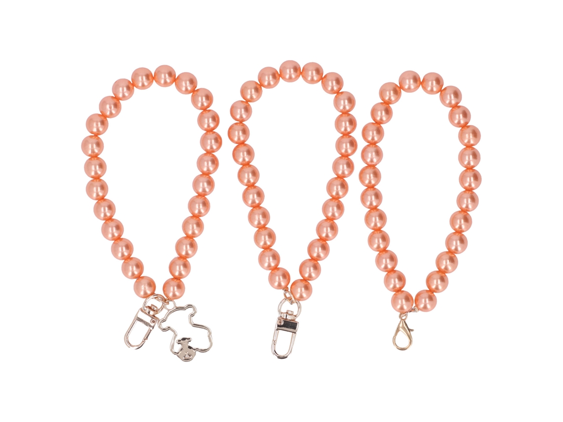 3 Pulseiras de Pérola 12mm 3 Estilos Cor Delicada para Capa Celular Chaveiro Bolsa
