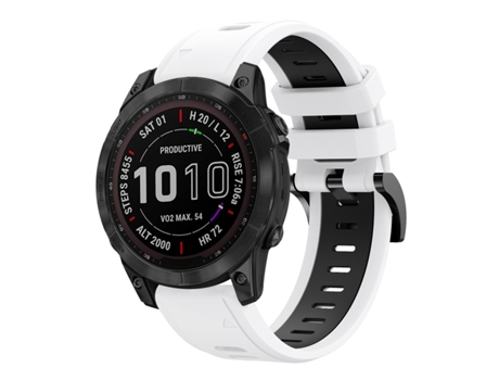 Correa Smartwatch para Garmin Fenix 7 Zafiro Solar 22mm Silicona Deportiva Bicolor (Blanco + Negro)