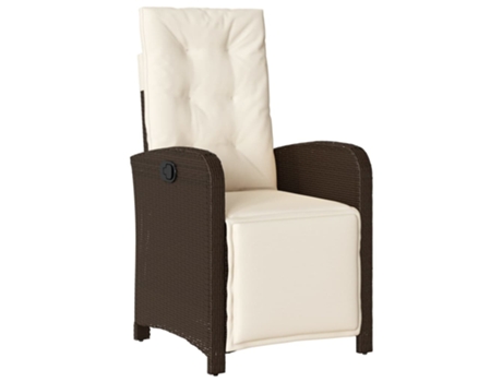 Sillón reclinable de jardín VIDAXL con reposapiés ratán PE marrón