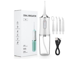 Irrigador Bucal Portátil Recargable Por Usb Con 4 Boquillas, Capacidad De 220 Ml, 3 Modos, Clasificación Ipx7, 1400 Rpm, Blanco.
