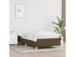 Estructura De Cama Sin Colchón Tela Marrón Oscuro 90x200 Cm