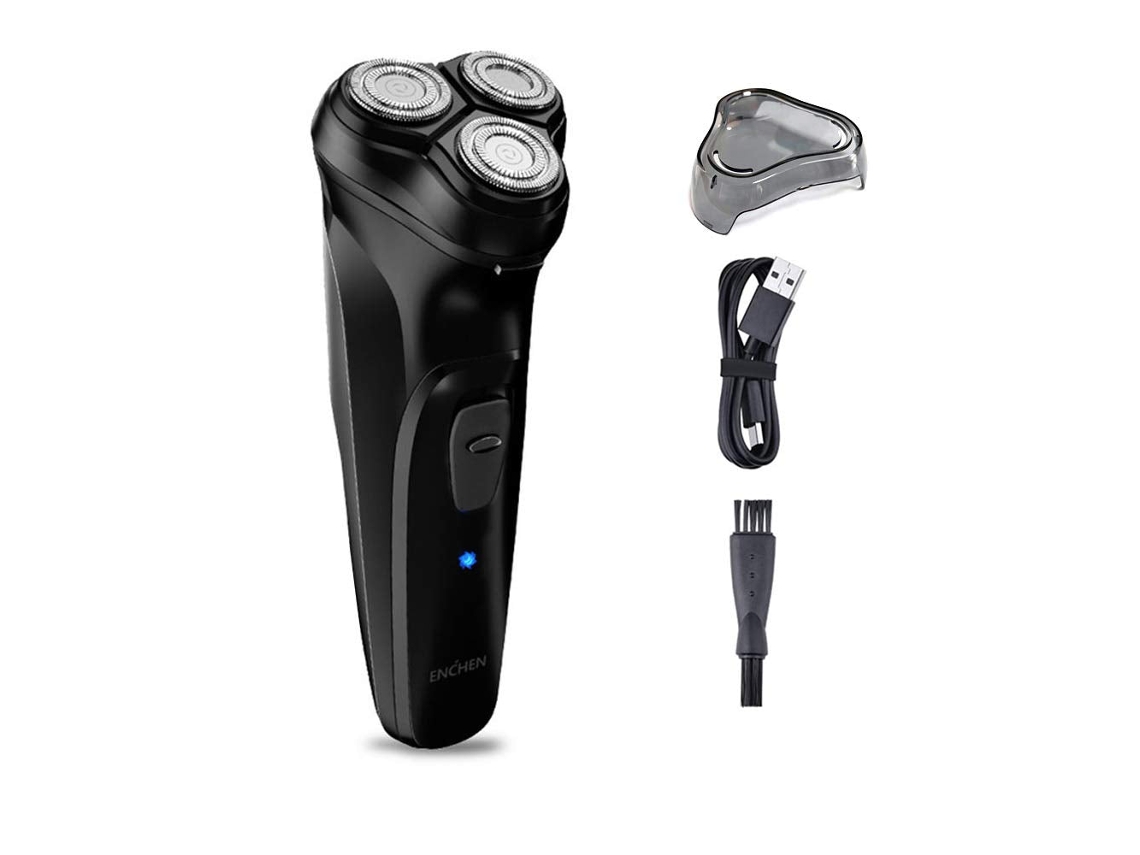 Afeitadora Enchen Blackstone para hombre, 3D, 5 W, recargable, eléctrica, inteligente, antiobjetivos, para barba (negra)