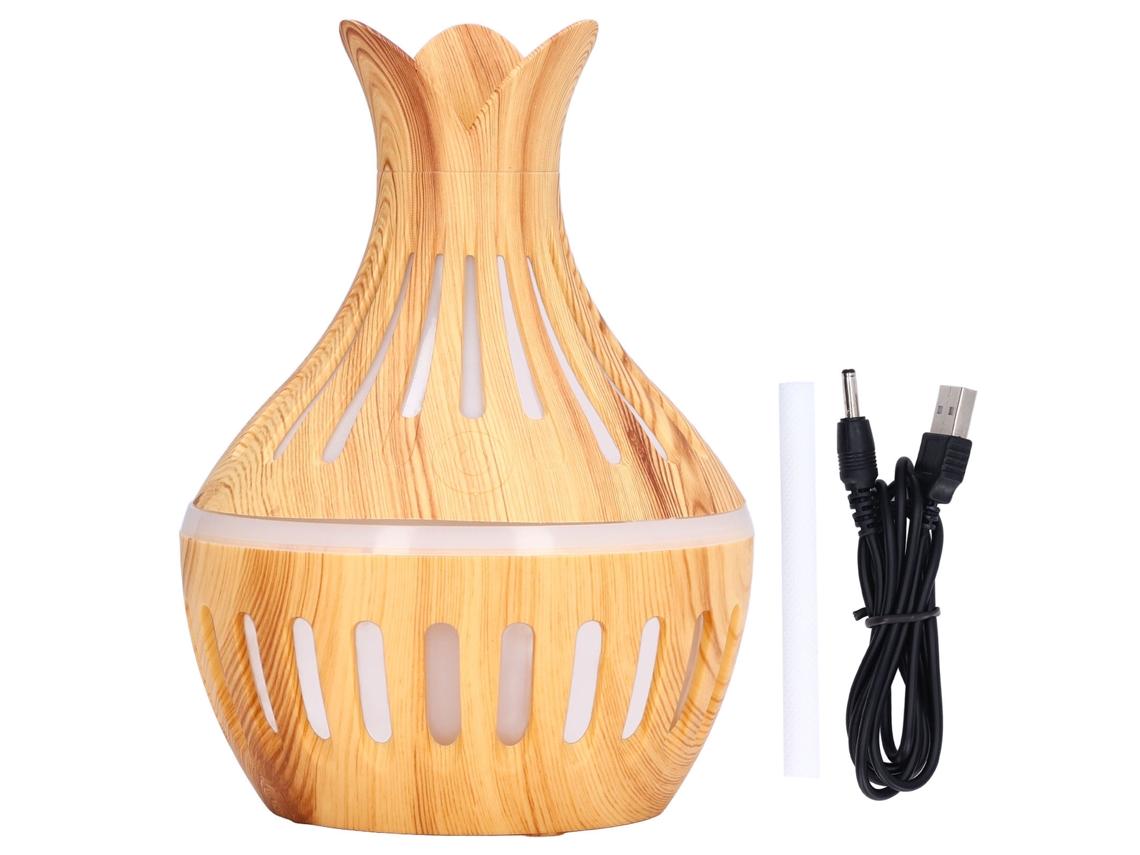 Humidificador de aire con textura de madera ABS de 300 ml para el hogar con USB y aromaterapia