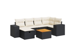 Maison Exclusive - Set De Sofás De Jardín 7 Pzas Con Cojines Ratán Sintético Negro