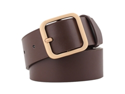 Cinturón Ajustable De Piel Sintética Para Mujer Con Hebilla Plateada, Costuras Finas, Estilo Casual Y Moderno, 35,4 X 1,3 Pulgadas.