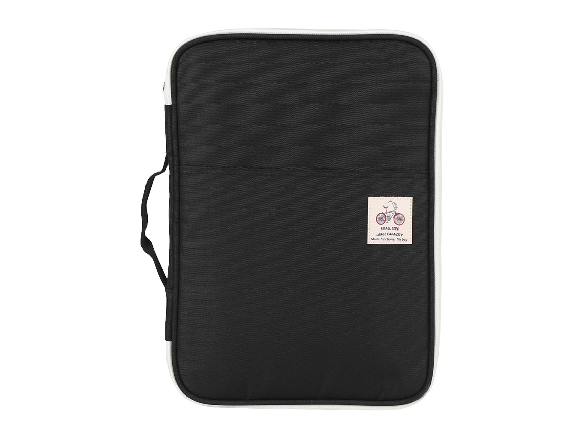 Carpeta De Documentos A4 Organizador De Portafolio Carpeta Con Cremallera Para Computadora Y Cuaderno Negro