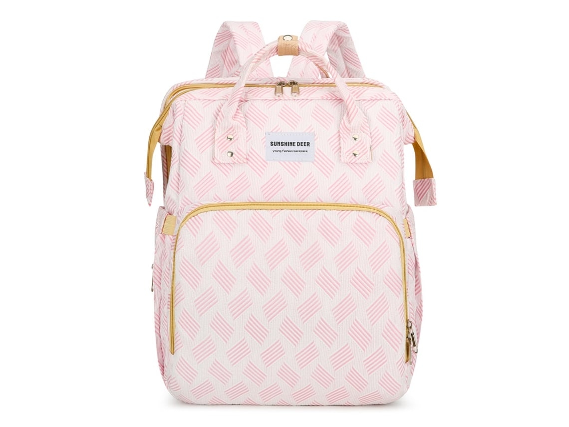 Mochila de maternidad plegable de gran capacidad con interfaz USB, bolso multifuncional para madre y bebé, rosa, Yunzii