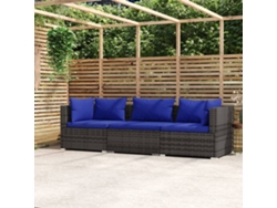 Sofá 3 Lugares Com Almofadas Vime Pe Cinzento Dkd Home Decor
