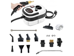 Limpiador a vapor de 2500 W con alta temperatura y presión, 14 accesorios, 6 modos ajustables, blanco y gris Gertiz